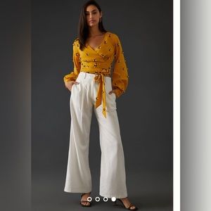 NWT Maeve Long-Sleeve Bumble Bee Wrap Top